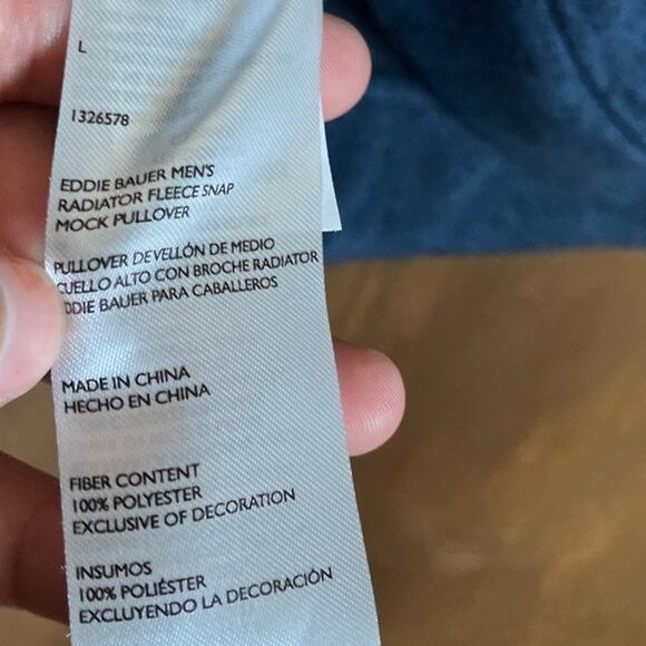 Eddie Bauer Mens Sweatshirt Blue Radiator Fleece Snap Mock Neck Long Sleeve L - Picture 7 of 12